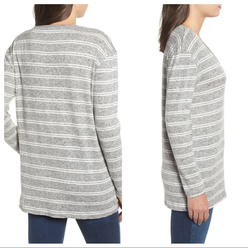 BP Cozy Striped V-Neck Sweater